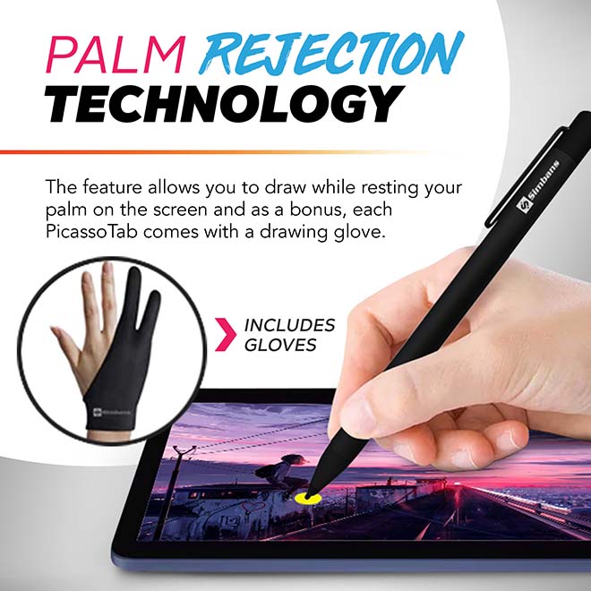 Simbans PicassoTab XL Palm Rejection Technology art tablet